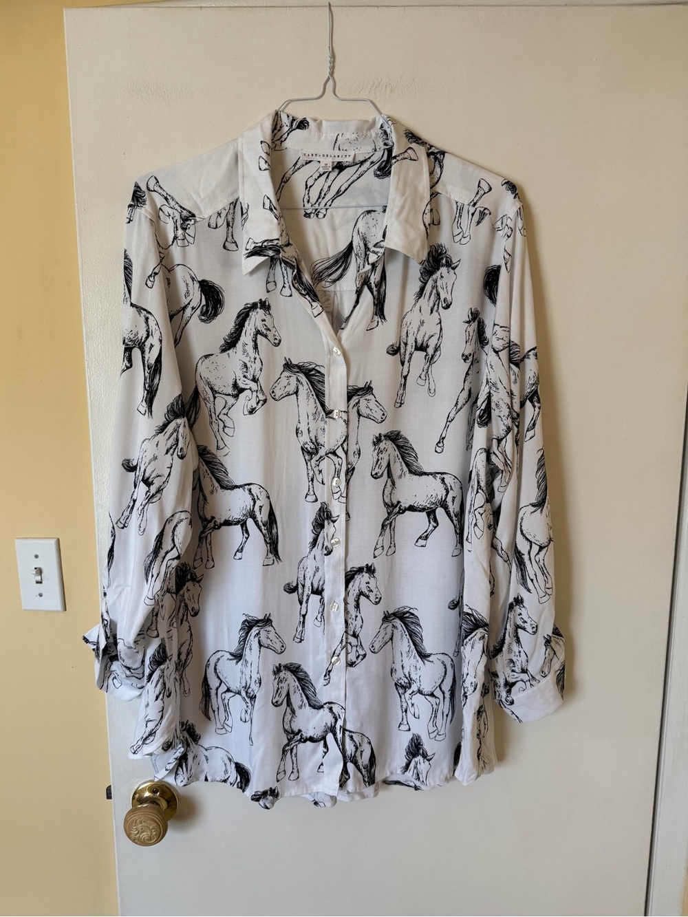 JANE + DELANCEY button down - size 2x - EUC - Horses!